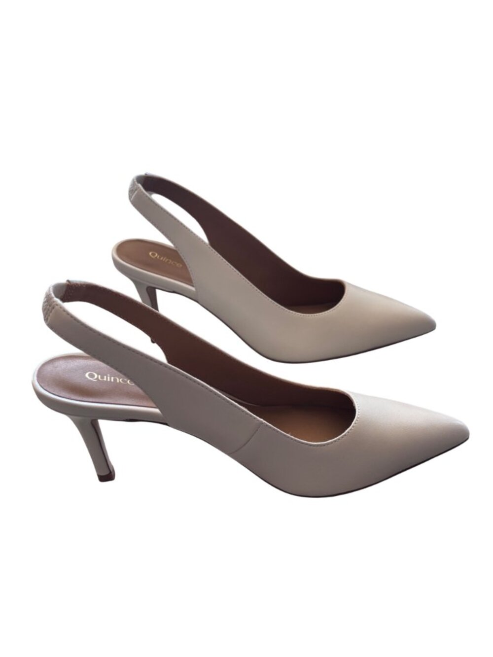Quince Italian Leather Slingback 3 Inch Heel Size 7.5 Color Bone NWB - Picture 4 of 10